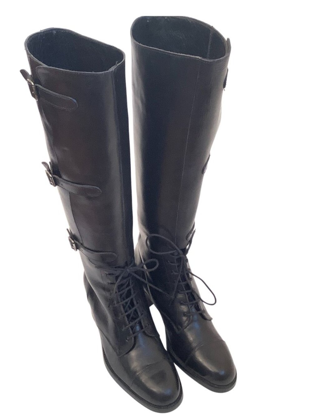 Joan & David Y2K Boots Lace-up Black Leather Size 9.5